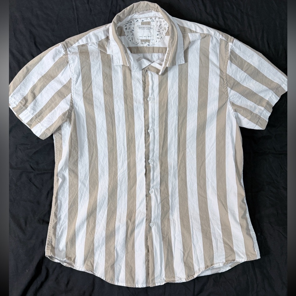 Denim & Flower Men's Striped Short Sleeve Shirt